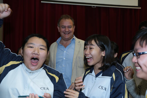 Event: Hugh Bonneville visits the Cotton Spinner Association Secondary School, in association with Shakespeare4AllDate: 26 November 2015Venue: Cotton Spinner Association Secondary School