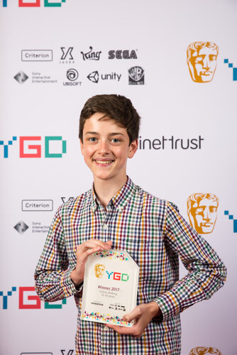 Event: BAFTA Young Game Designers AwardsDate: Saturday 8 July 2017Venue: BAFTA, 195 PiccadillyHosts: Dev Griffin & Georgie Barrat -Area: Winners Branding Board