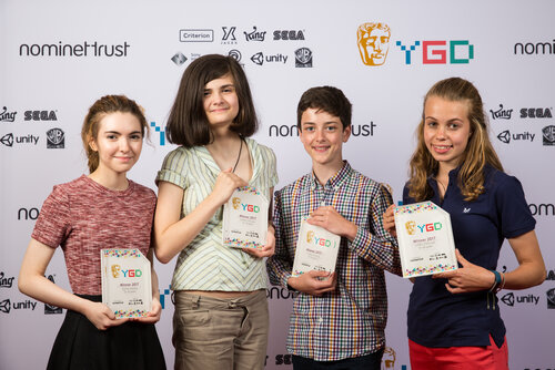 Event: BAFTA Young Game Designers AwardsDate: Saturday 8 July 2017Venue: BAFTA, 195 PiccadillyHosts: Dev Griffin & Georgie Barrat -Area: Winners Branding Board