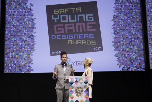 Event: BAFTA Young Game Designers AwardsDate: Saturday 8 July 2017Venue: BAFTA, 195 PiccadillyHosts: Dev Griffin & Georgie Barrat -Area: Ceremony