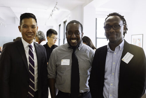 Andrew Uriarte, Kevin Wilson, Tukei Peter Muhumuza Event: Scholarship Breakfast 2017Venue: 2 W. 46 Street, New York, NYDate: 9/19/2017